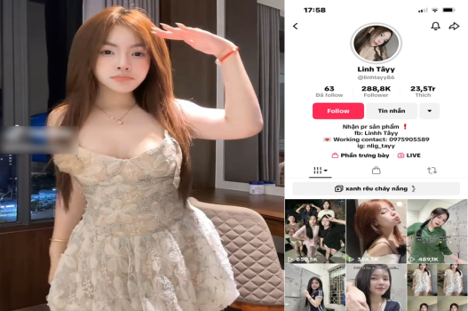 Video sex Linh Tây gợi cảm gặp gỡ hot boy trên Tiktok